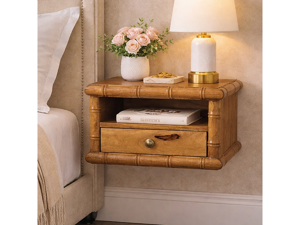 Artisan Furniture Nachttisch Chunky aus massivem Mangoholz, 1 Schublade, 1 offenes Regal, braun