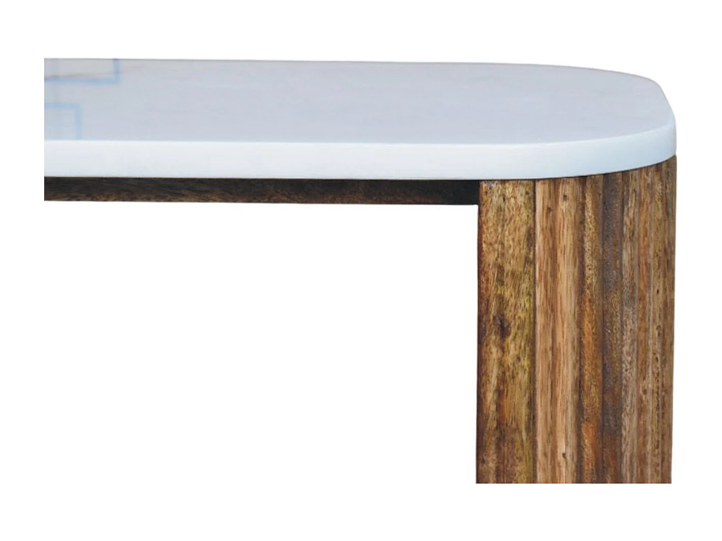 Artisan Furniture Nachttisch Beaumont aus massivem Mangoholz mit Marmorplatte, 1 Schublade, 1 offenes Fach, braun und weiß