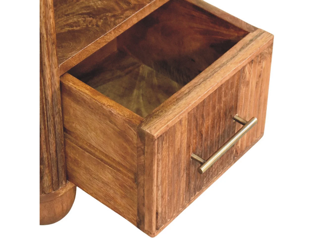 Artisan Furniture Nachttisch Beaumont aus massivem Mangoholz mit Marmorplatte, 1 Schublade, 1 offenes Fach, braun und weiß