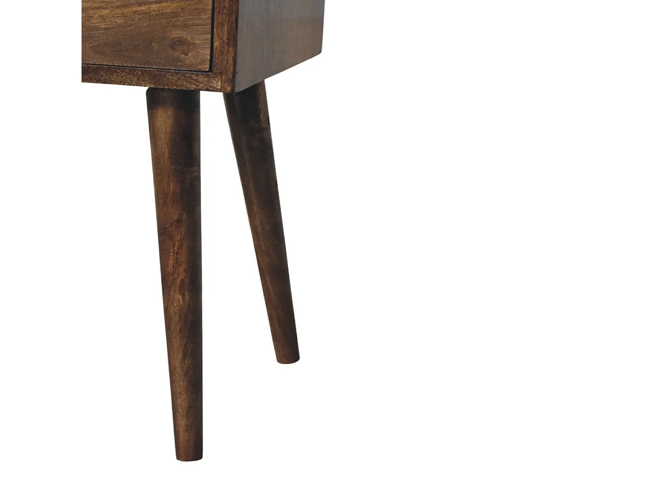 Artisan Furniture Table de chevet Nordic à 2 tiroirs en bois massif de manguier, gris classique, marron torréfié