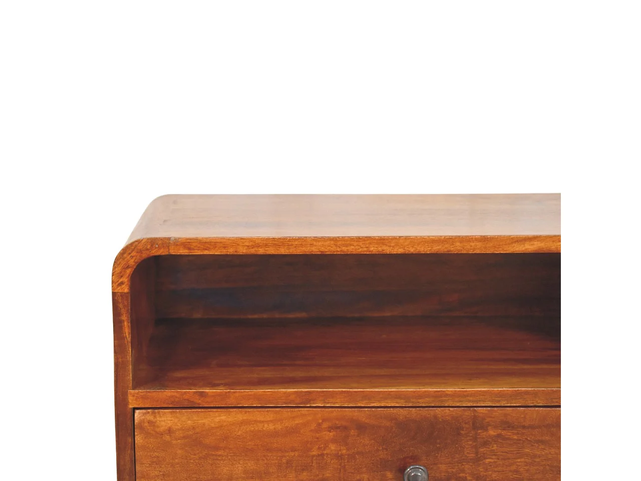 Artisan Furniture Wand-Nachttisch Unvorun aus massivem Mangoholz in Kastanienoptik, 1 Schublade, 1 offene Nische, braun