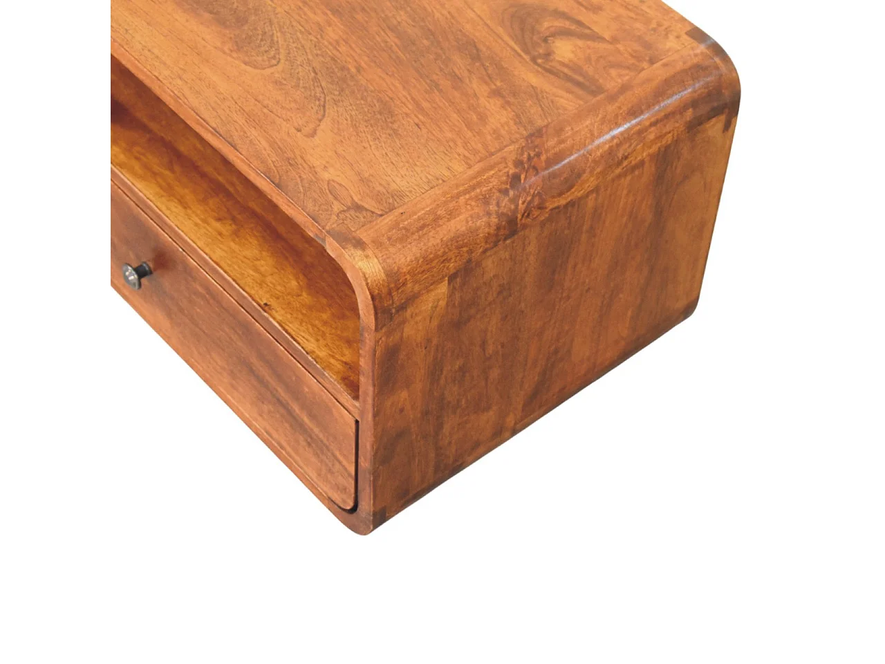 Artisan Furniture Wand-Nachttisch Unvorun aus massivem Mangoholz in Kastanienoptik, 1 Schublade, 1 offene Nische, braun