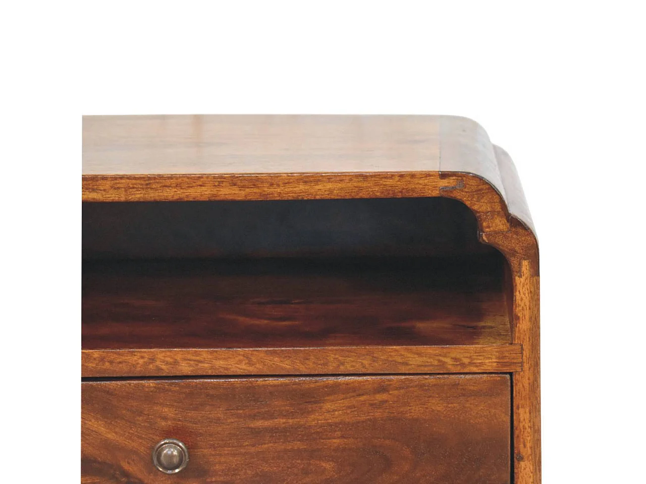 Artisan Furniture Wand-Nachttisch Unvorun aus massivem Mangoholz in Kastanienoptik, 1 Schublade, 1 offene Nische, braun