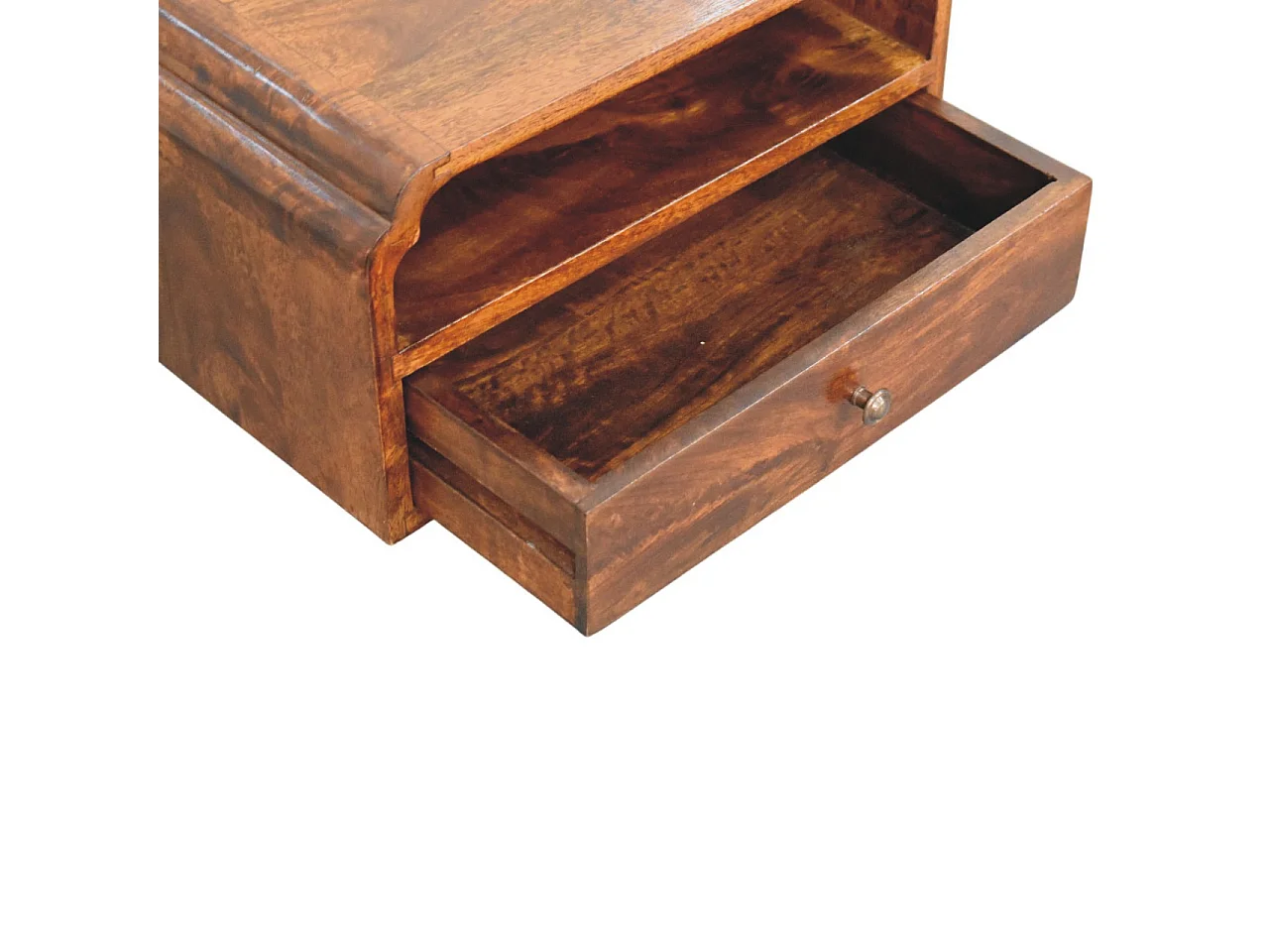 Artisan Furniture Wand-Nachttisch Unvorun aus massivem Mangoholz in Kastanienoptik, 1 Schublade, 1 offene Nische, braun