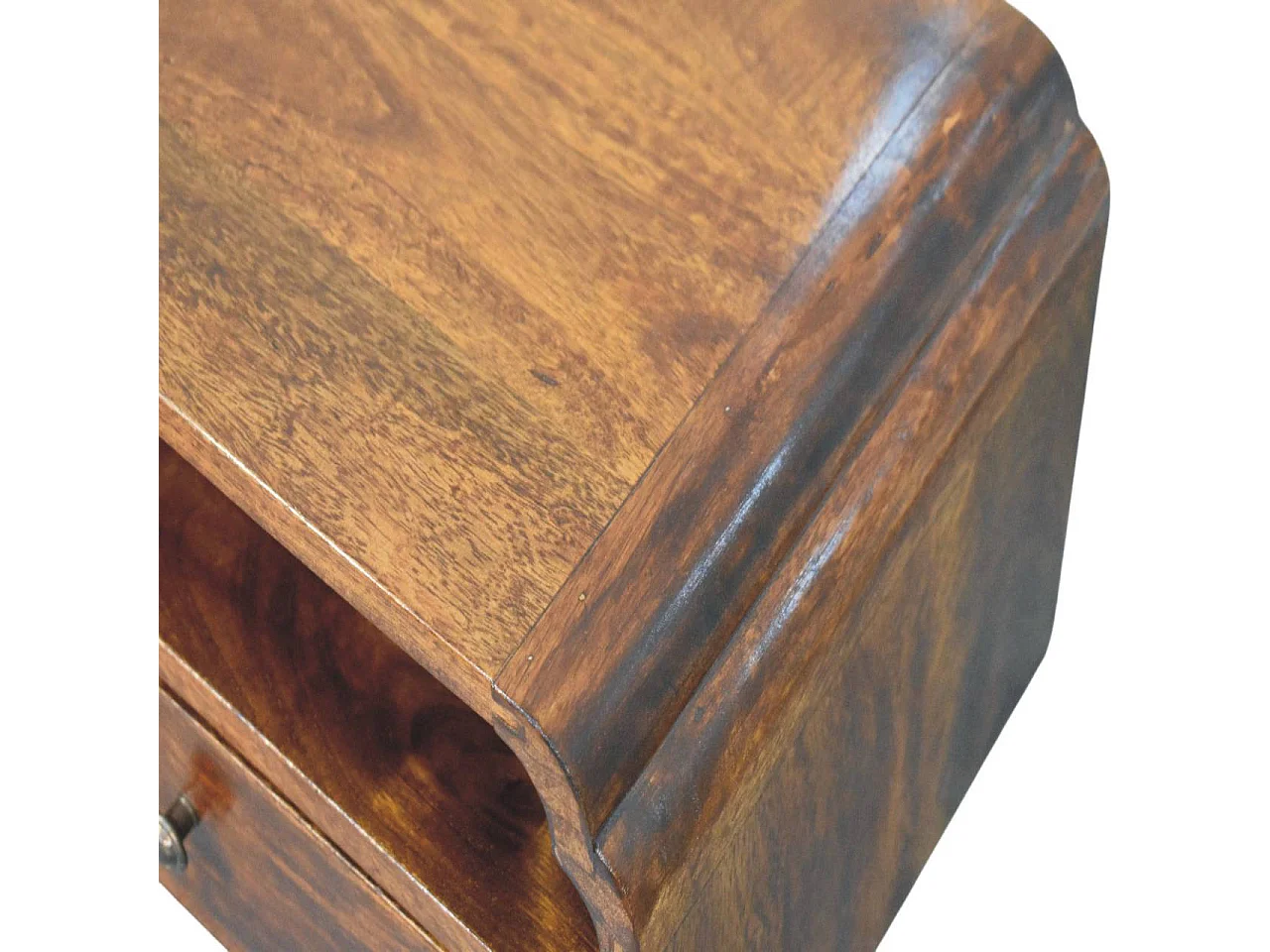 Artisan Furniture Wand-Nachttisch Unvorun aus massivem Mangoholz in Kastanienoptik, 1 Schublade, 1 offene Nische, braun