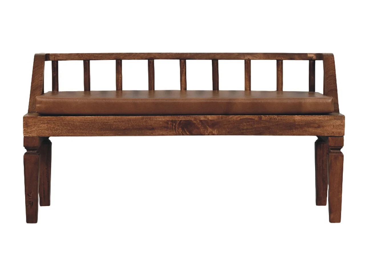 Artisan Furniture Bordeaux bank van leer, chocoladebruin, massief hout.