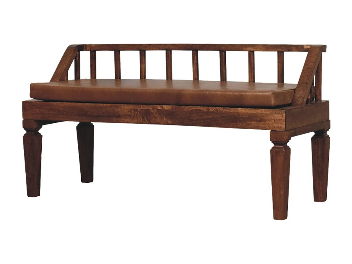 Artisan Furniture Bordeaux bank van leer, chocoladebruin, massief hout.