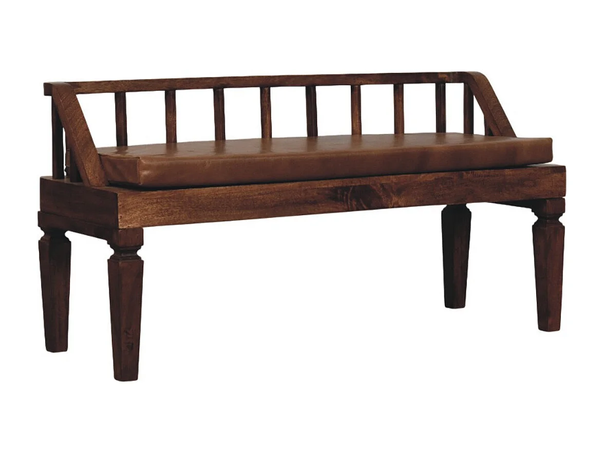 Artisan Furniture Bordeaux bank van leer, chocoladebruin, massief hout.