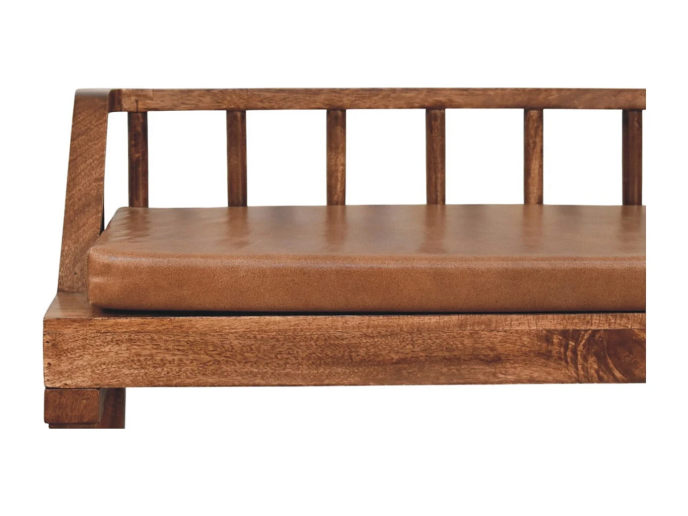 Artisan Furniture Bordeaux bank van leer, chocoladebruin, massief hout.