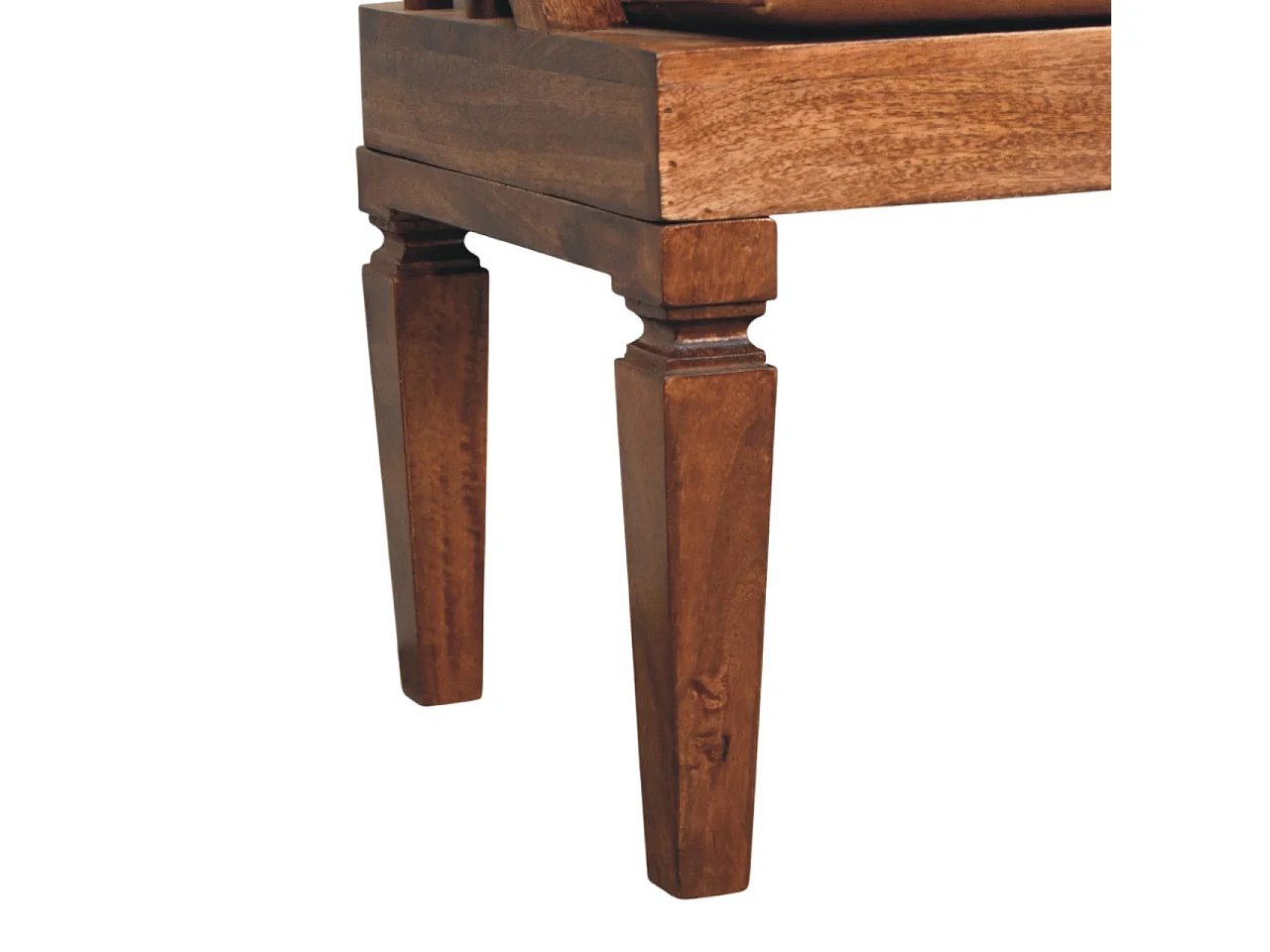 Artisan Furniture Bordeaux bank van leer, chocoladebruin, massief hout.