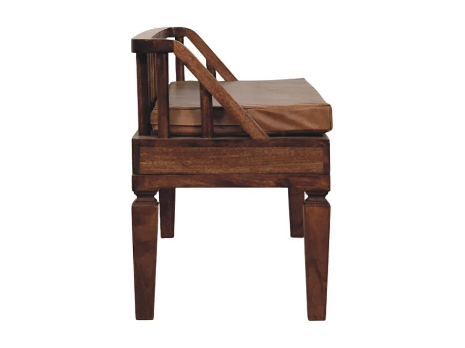 Artisan Furniture Bordeaux bank van leer, chocoladebruin, massief hout.