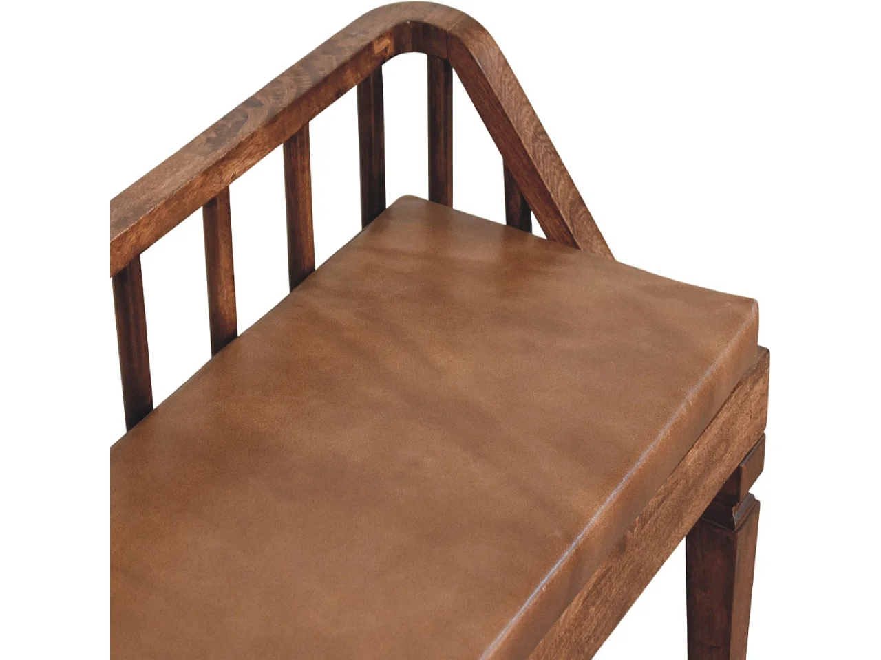 Artisan Furniture Bordeaux bank van leer, chocoladebruin, massief hout.