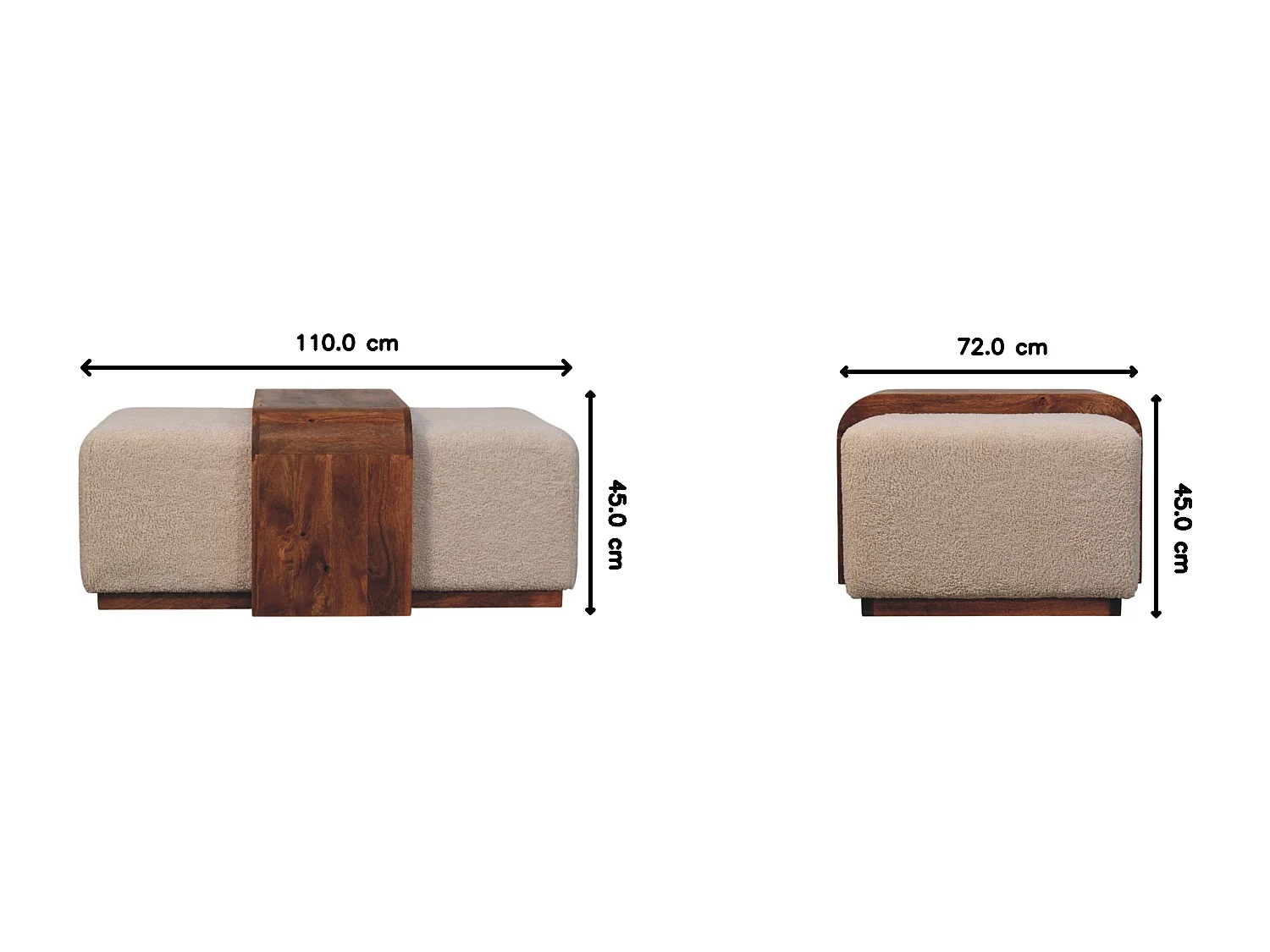 Artisan Furniture Banc Arden Duo, bois massif, brun chocolat, table en bois