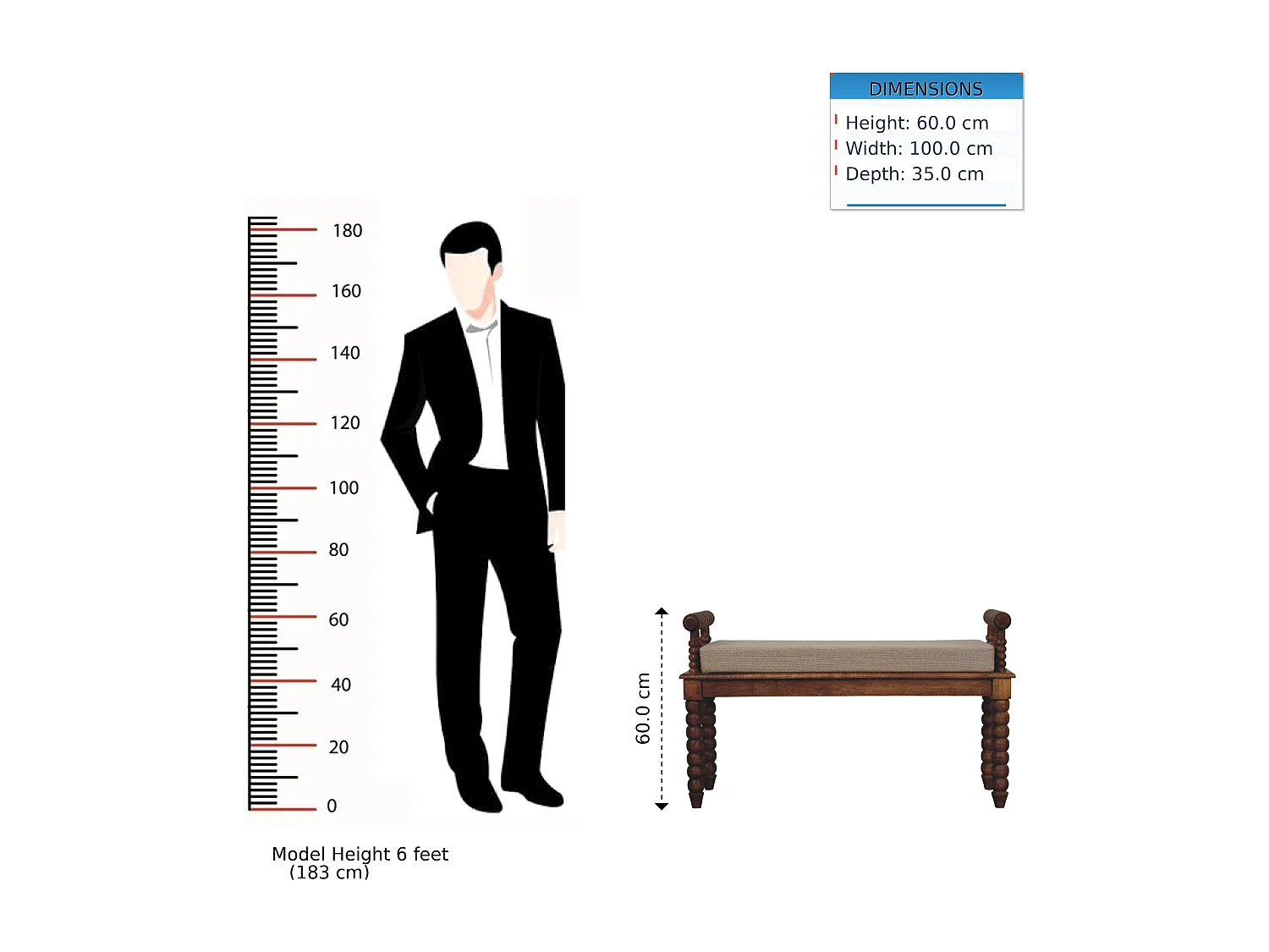 Artisan Furniture Bank Spindle Amber Linen, massief hout, chocoladebruin, gestoffeerde zitting in modderkleurig linnen