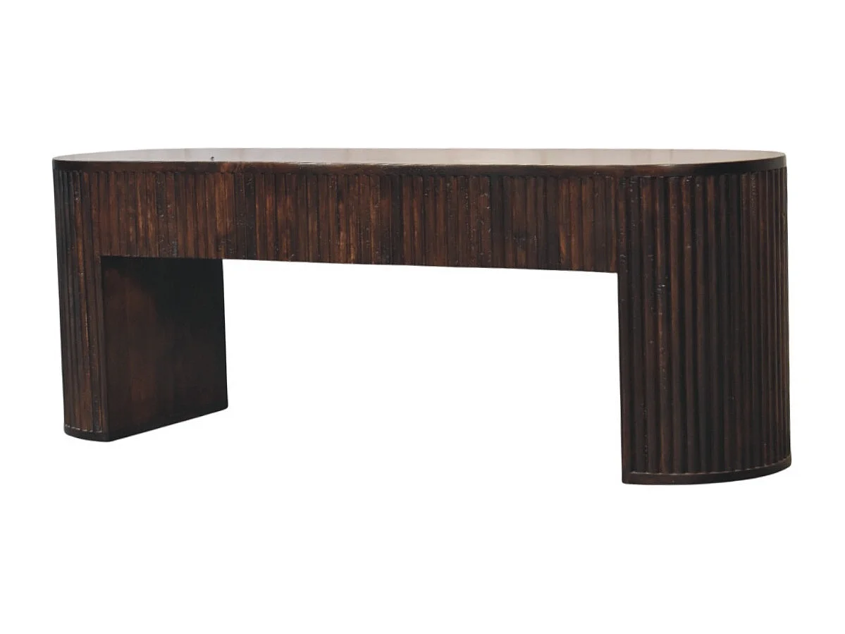 Artisan Furniture Banc cannelé en velours Mochun, bois massif, brun chocolat.