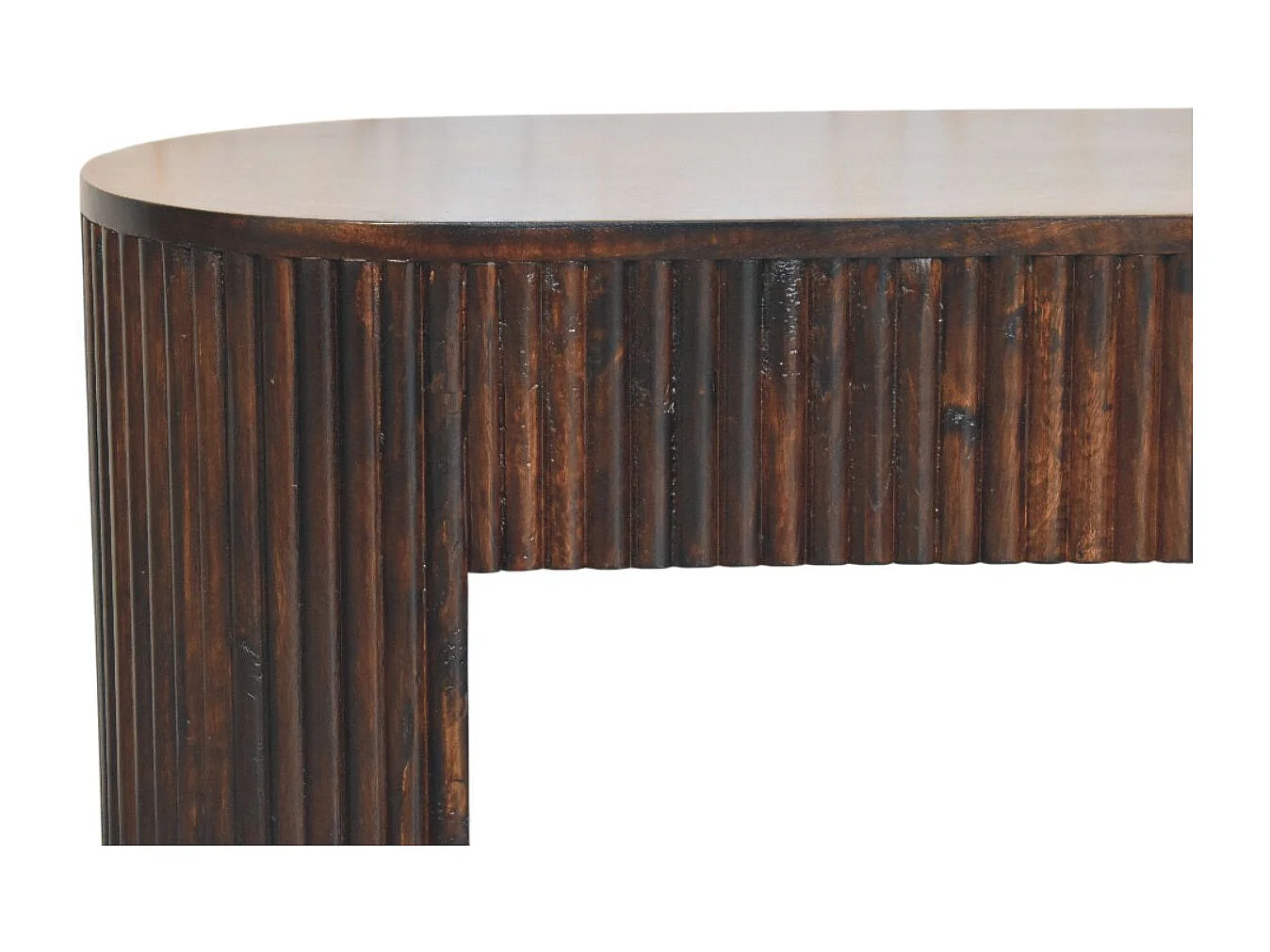 Artisan Furniture Banc cannelé en velours Mochun, bois massif, brun chocolat.