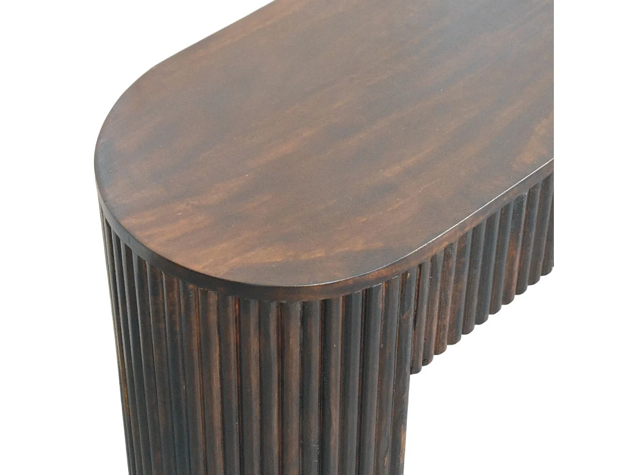 Artisan Furniture Banc cannelé en velours Mochun, bois massif, brun chocolat.