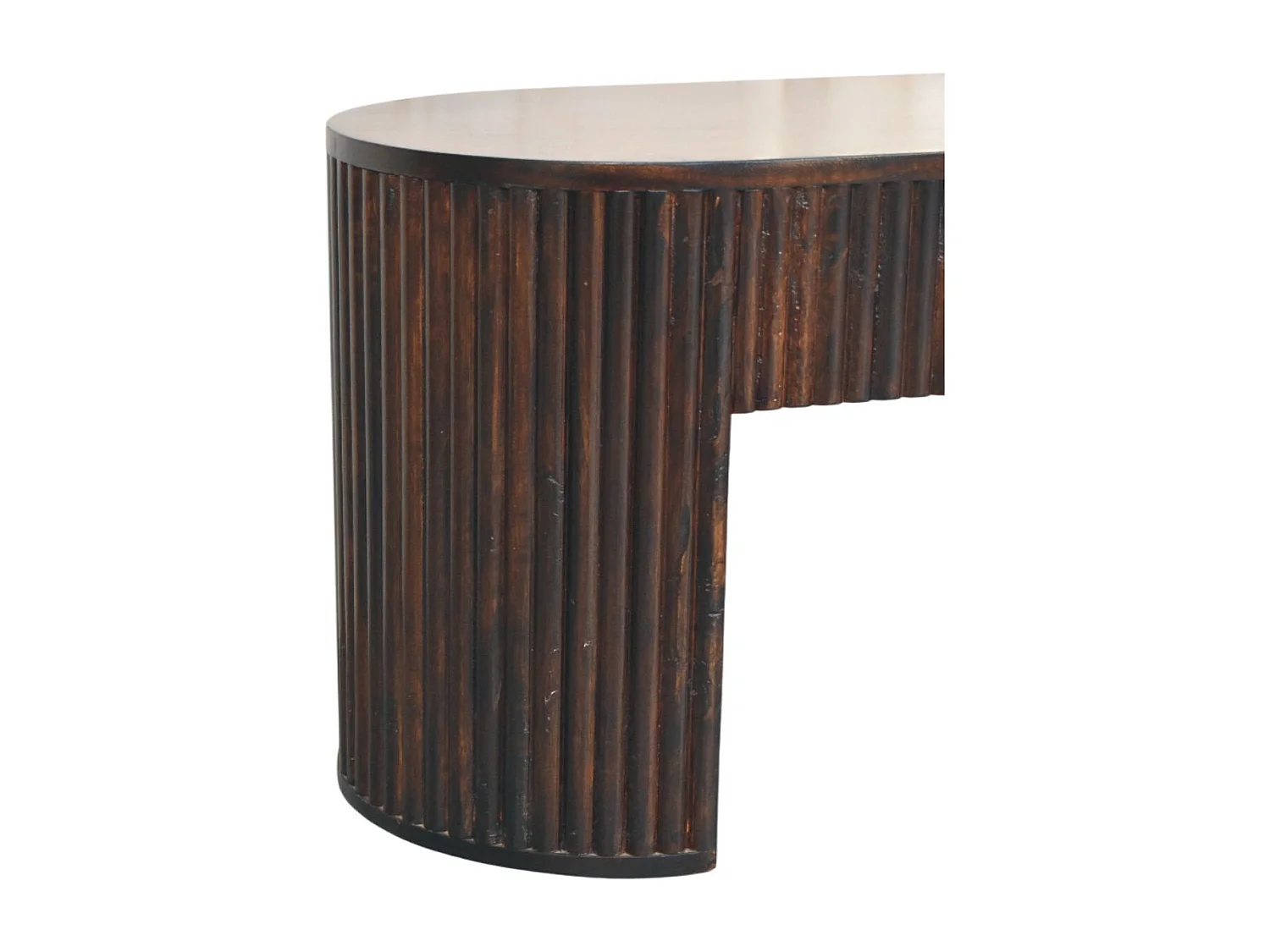 Artisan Furniture Banc cannelé en velours Mochun, bois massif, brun chocolat.