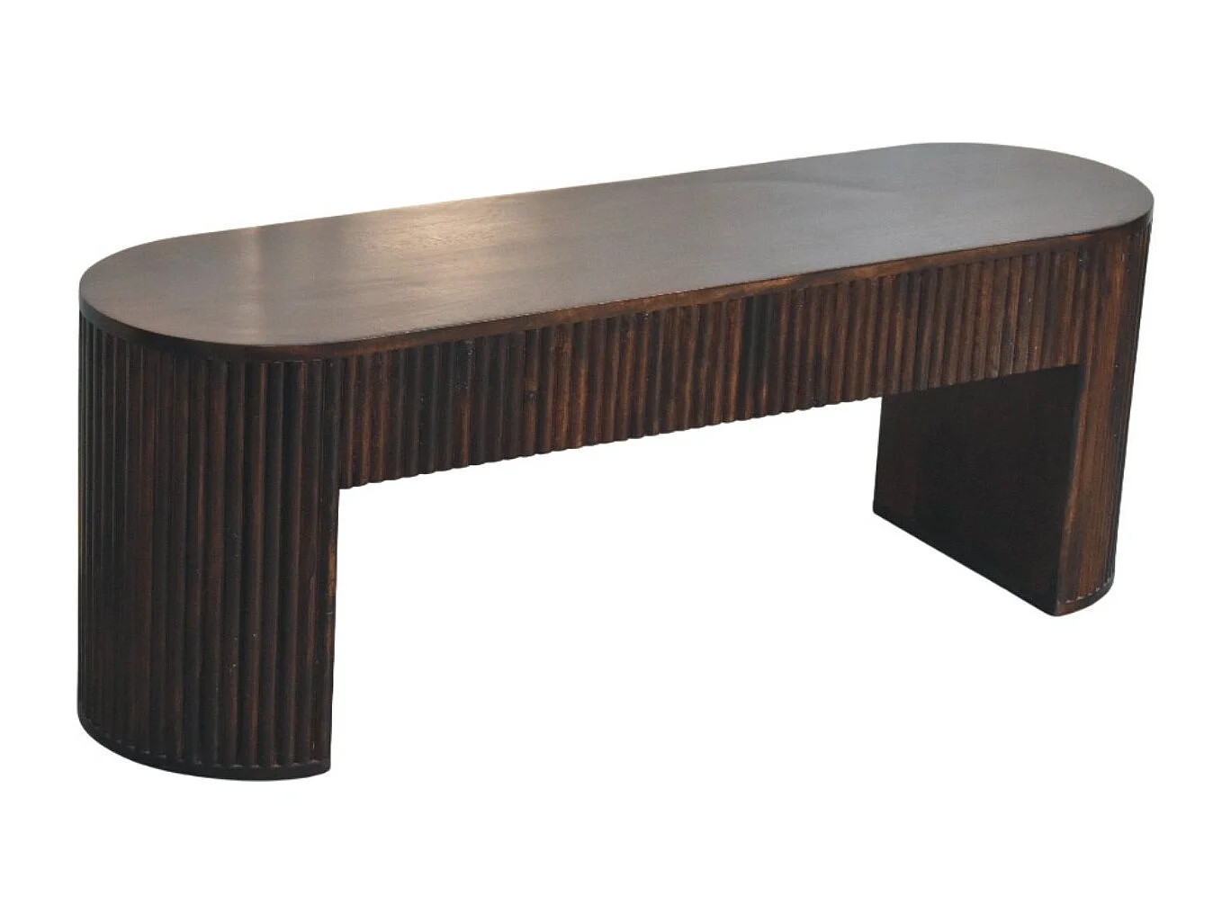 Artisan Furniture Banc cannelé en velours Mochun, bois massif, brun chocolat.