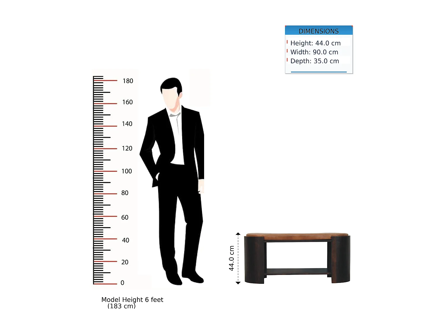 Artisan Furniture Banc à chaussures Valencia en cuir, bois massif, brun chocolat, assise lisse en cuir véritable rembourré à la main, 1 étagère