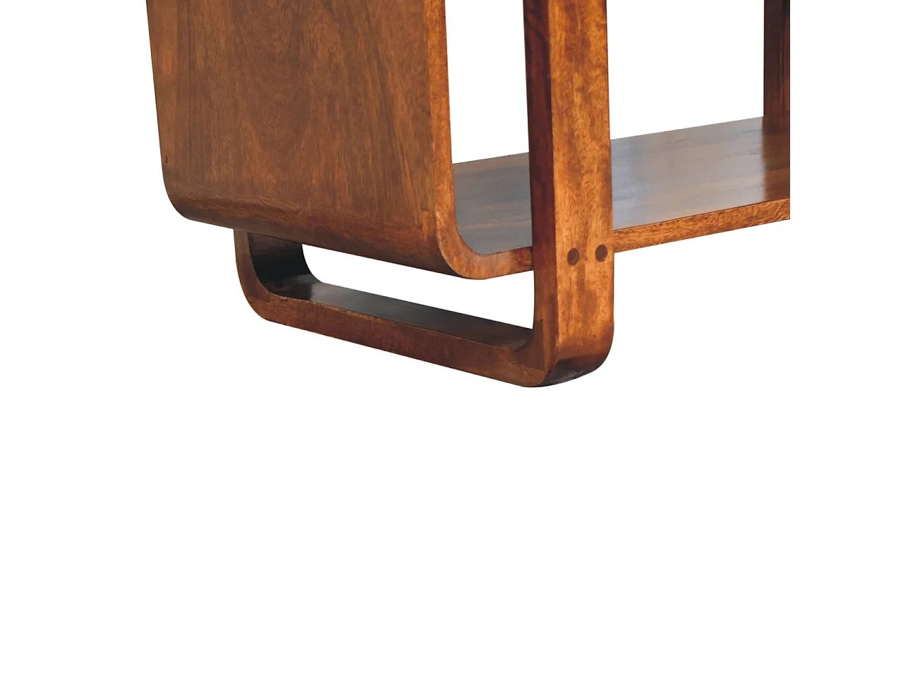 Artisan Furniture Banc Loop Chestnut, bois massif, 1 étagère, assise rembourrée en lin, brun chocolat