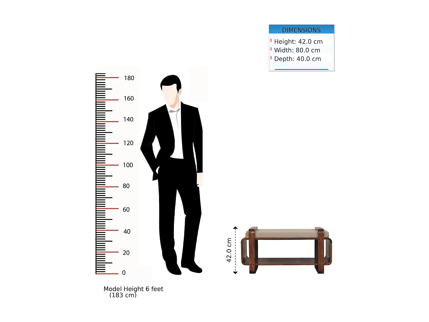 Artisan Furniture Banc Loop Chestnut, bois massif, 1 étagère, assise rembourrée en lin, brun chocolat