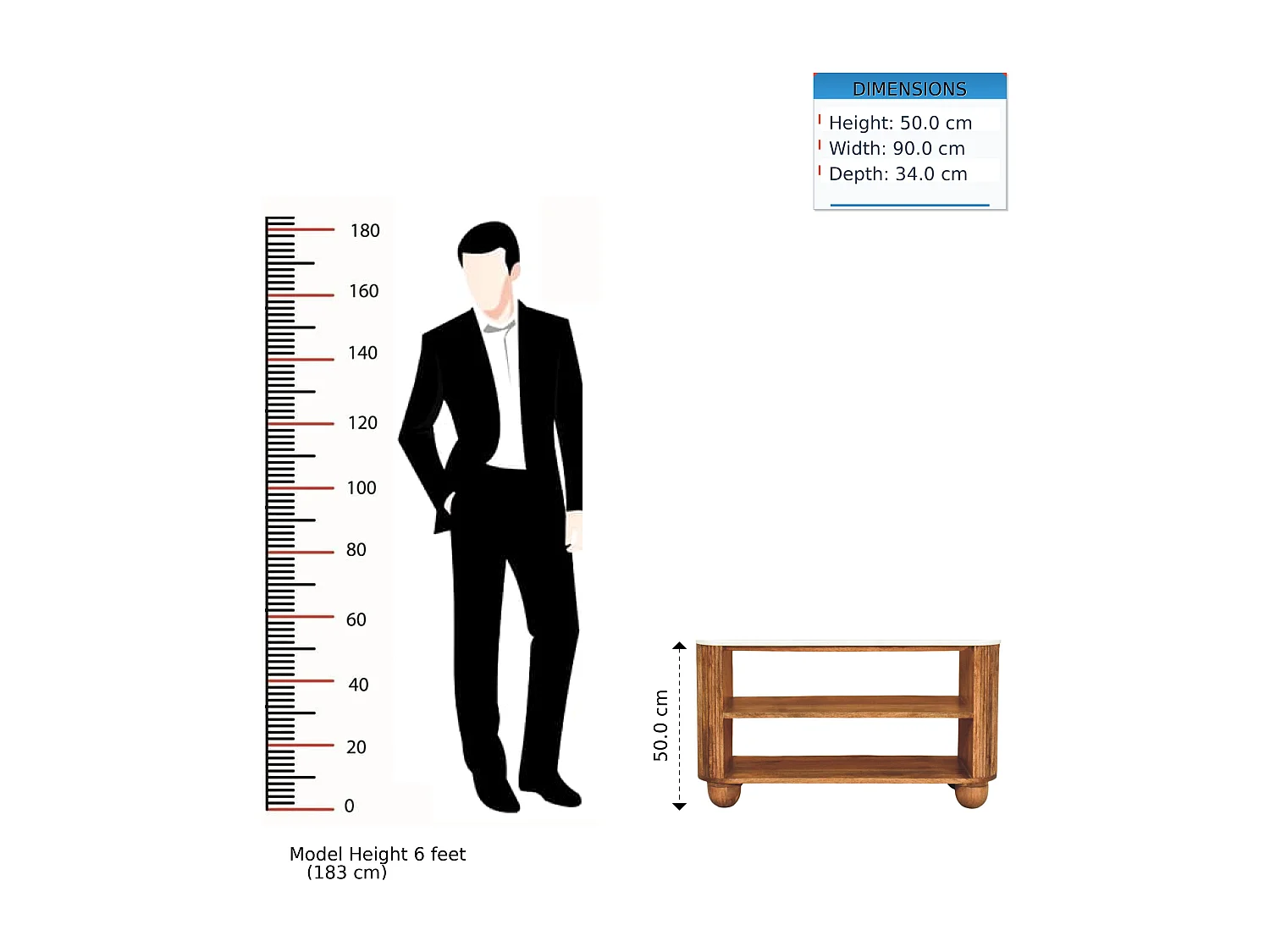 Artisan Furniture Banc à chaussures Beunumont en bois massif de manguier, plateau en marbre, deux étagères ouvertes, marron.