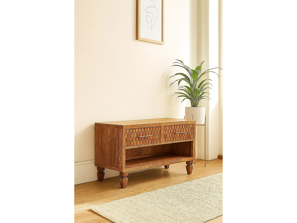 Artisan Furniture Meuble à chaussures d’entrée sculpté Cadiz