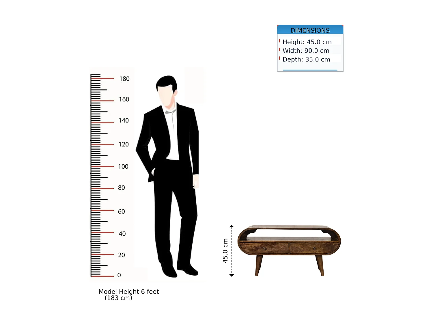 Artisan Furniture Module moyen à 2 tiroirs à bords arrondis