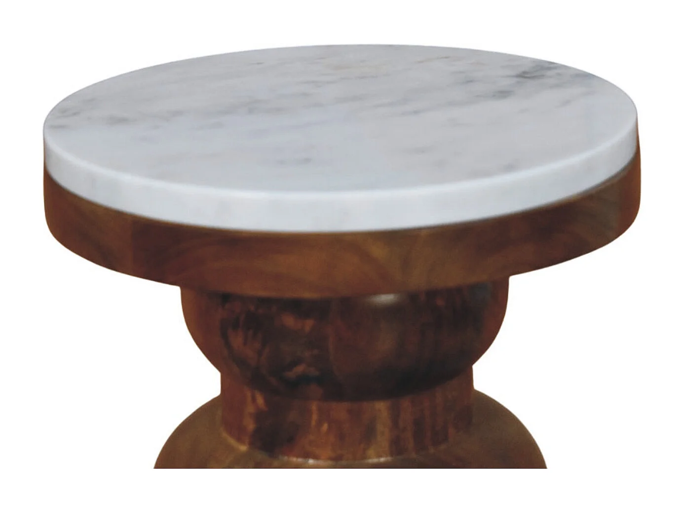 Artisan Furniture Beistelltisch Bulun aus Massivholz mit Marmorplatte, weiß und braun