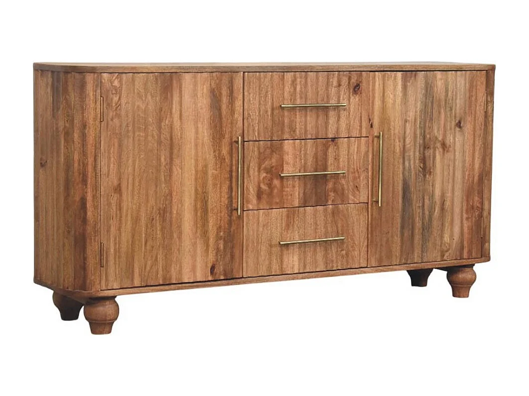 Artisan Furniture Buffet Montara, bois massif, brun chaud, 3 tiroirs, 2 portes et 4 étagères