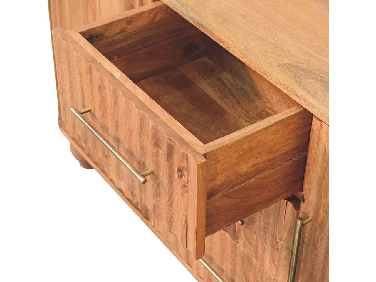 Artisan Furniture Buffet Montara, bois massif, brun chaud, 3 tiroirs, 2 portes et 4 étagères