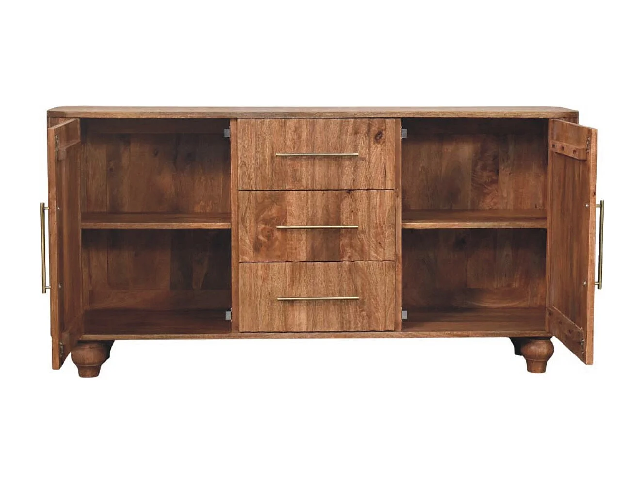 Artisan Furniture Buffet Montara, bois massif, brun chaud, 3 tiroirs, 2 portes et 4 étagères