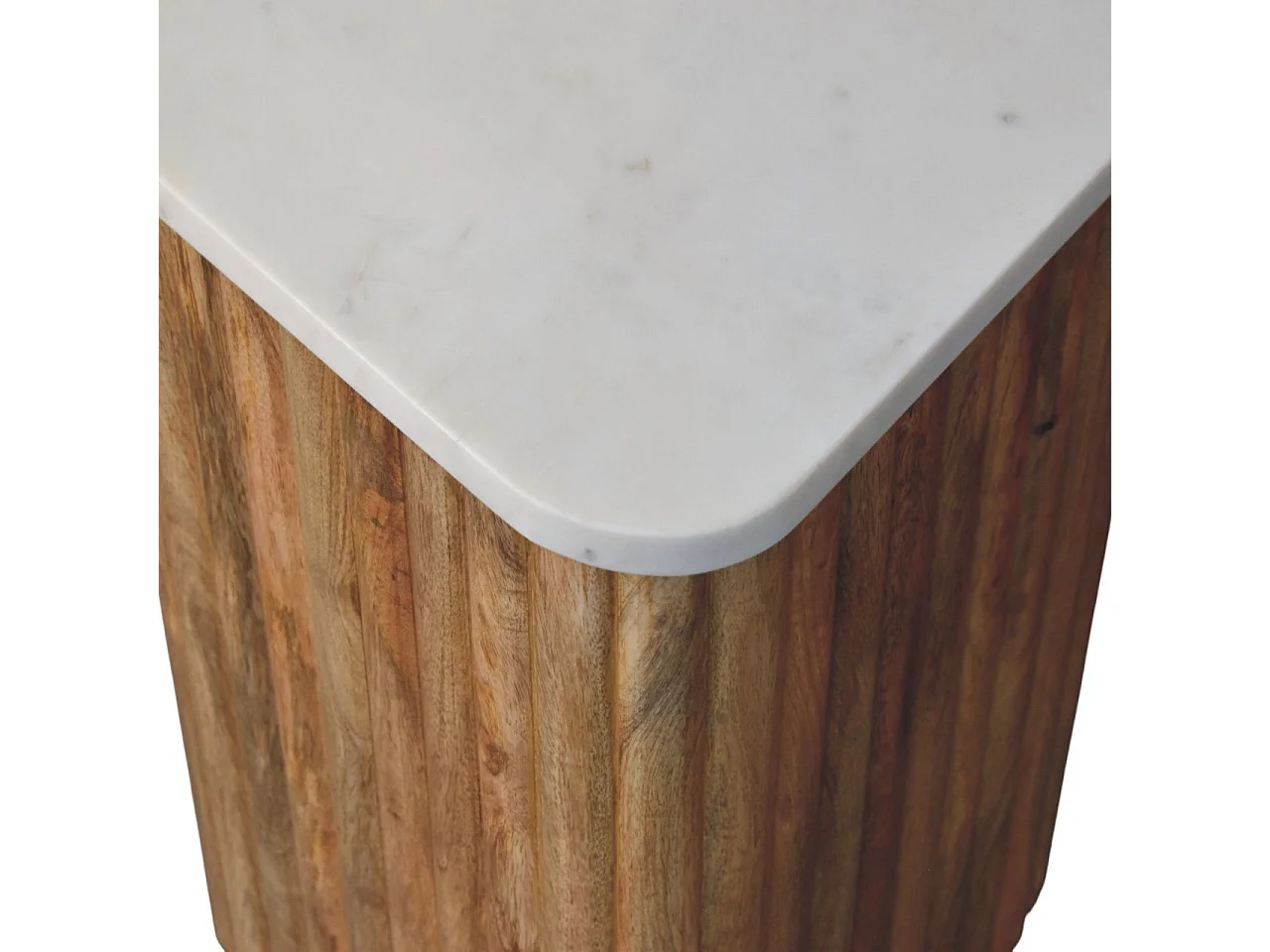 Artisan Furniture Beistelltisch Chêneish aus massivem Mangoholz mit Marmorplatte, hellbraun