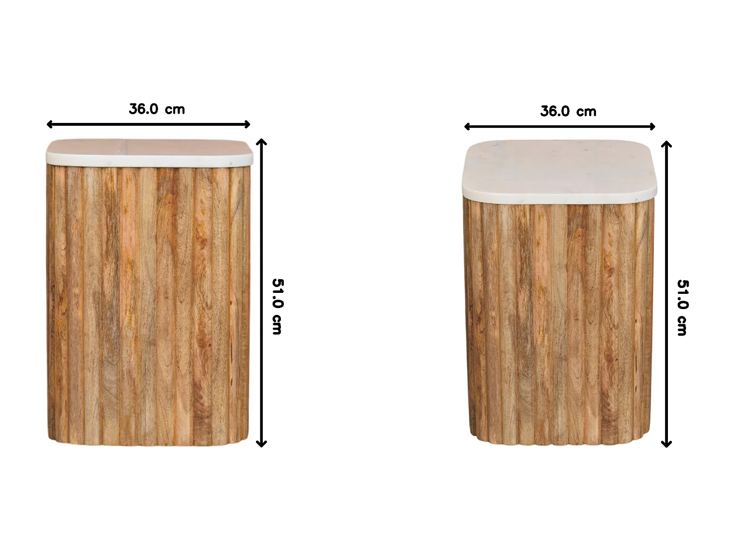 Artisan Furniture Beistelltisch Chêneish aus massivem Mangoholz mit Marmorplatte, hellbraun