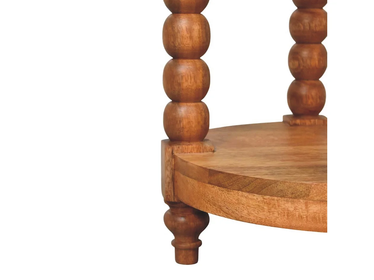 Artisan Furniture Table d’appoint ronde Burley Twist en bois massif de manguier, rangement inférieur, marron
