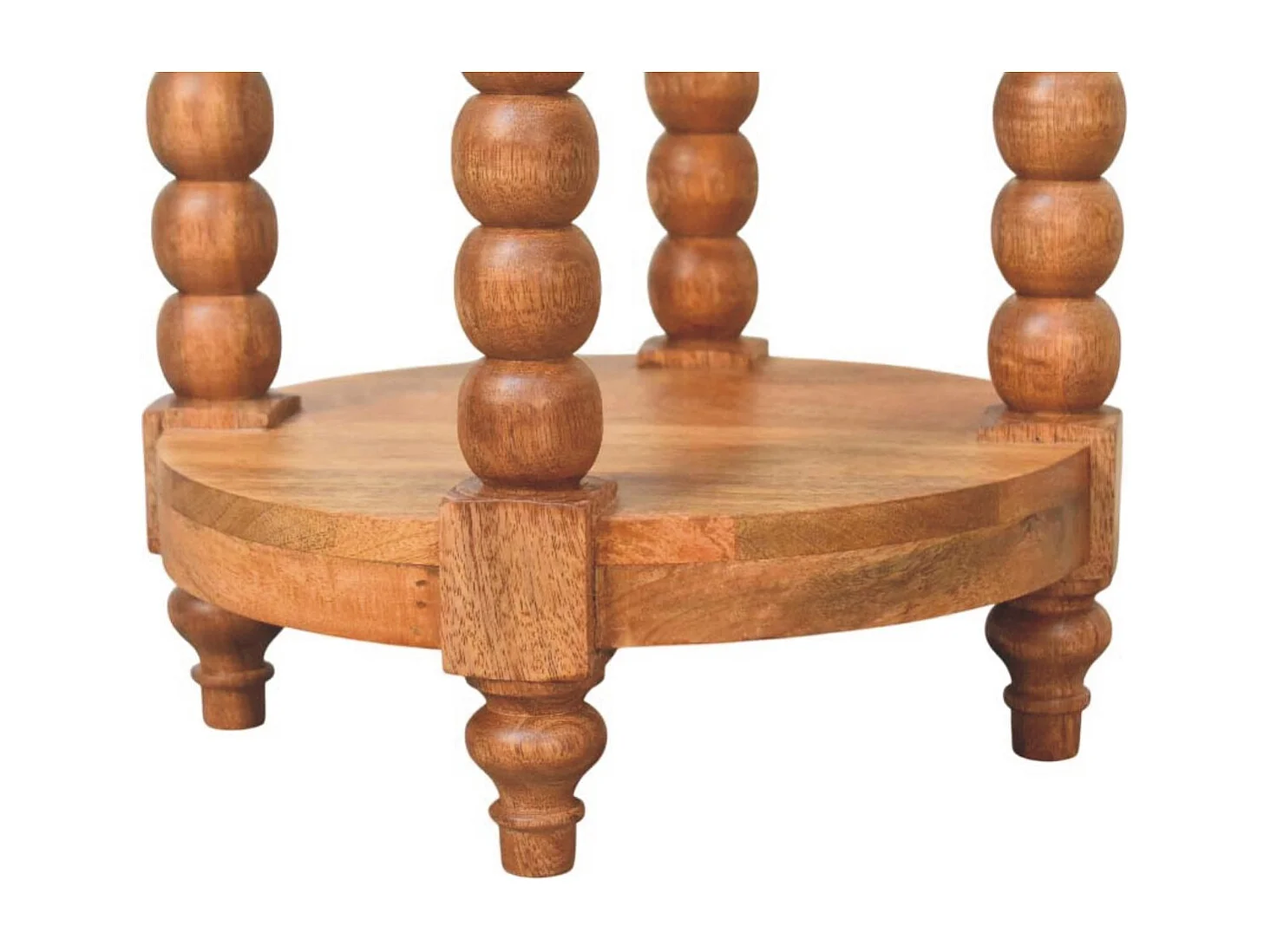 Artisan Furniture Table d’appoint ronde Burley Twist en bois massif de manguier, rangement inférieur, marron