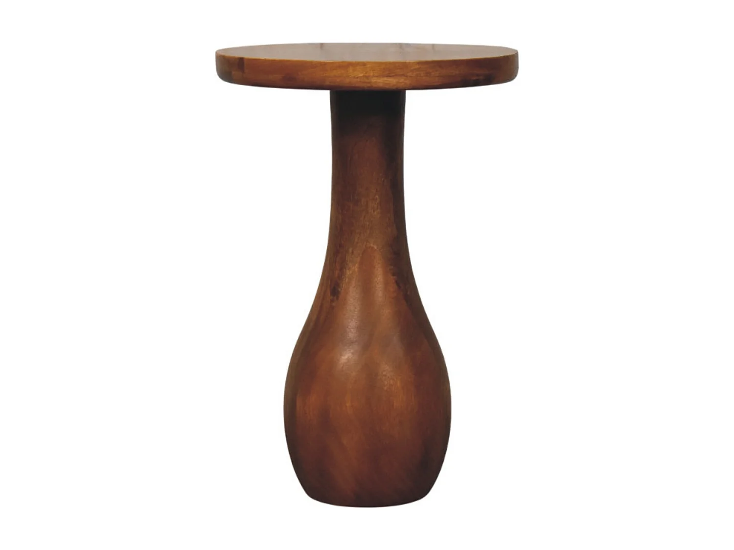 Artisan Furniture Table d’appoint Curved Base en bois massif de manguier, espace supérieur, marron