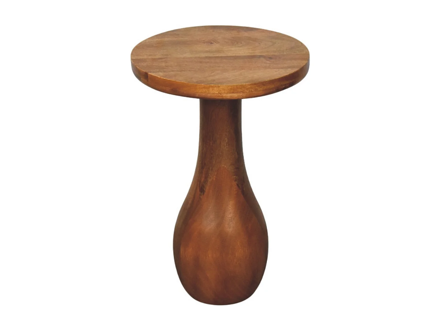 Artisan Furniture Table d’appoint Curved Base en bois massif de manguier, espace supérieur, marron
