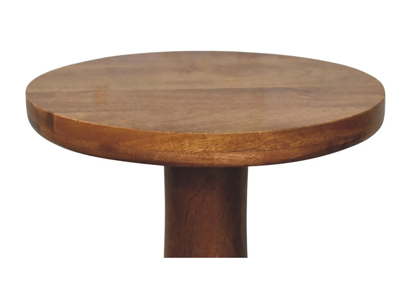 Artisan Furniture Table d’appoint Curved Base en bois massif de manguier, espace supérieur, marron