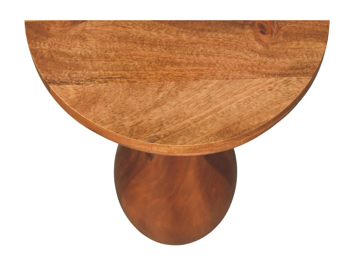 Artisan Furniture Table d’appoint Curved Base en bois massif de manguier, espace supérieur, marron
