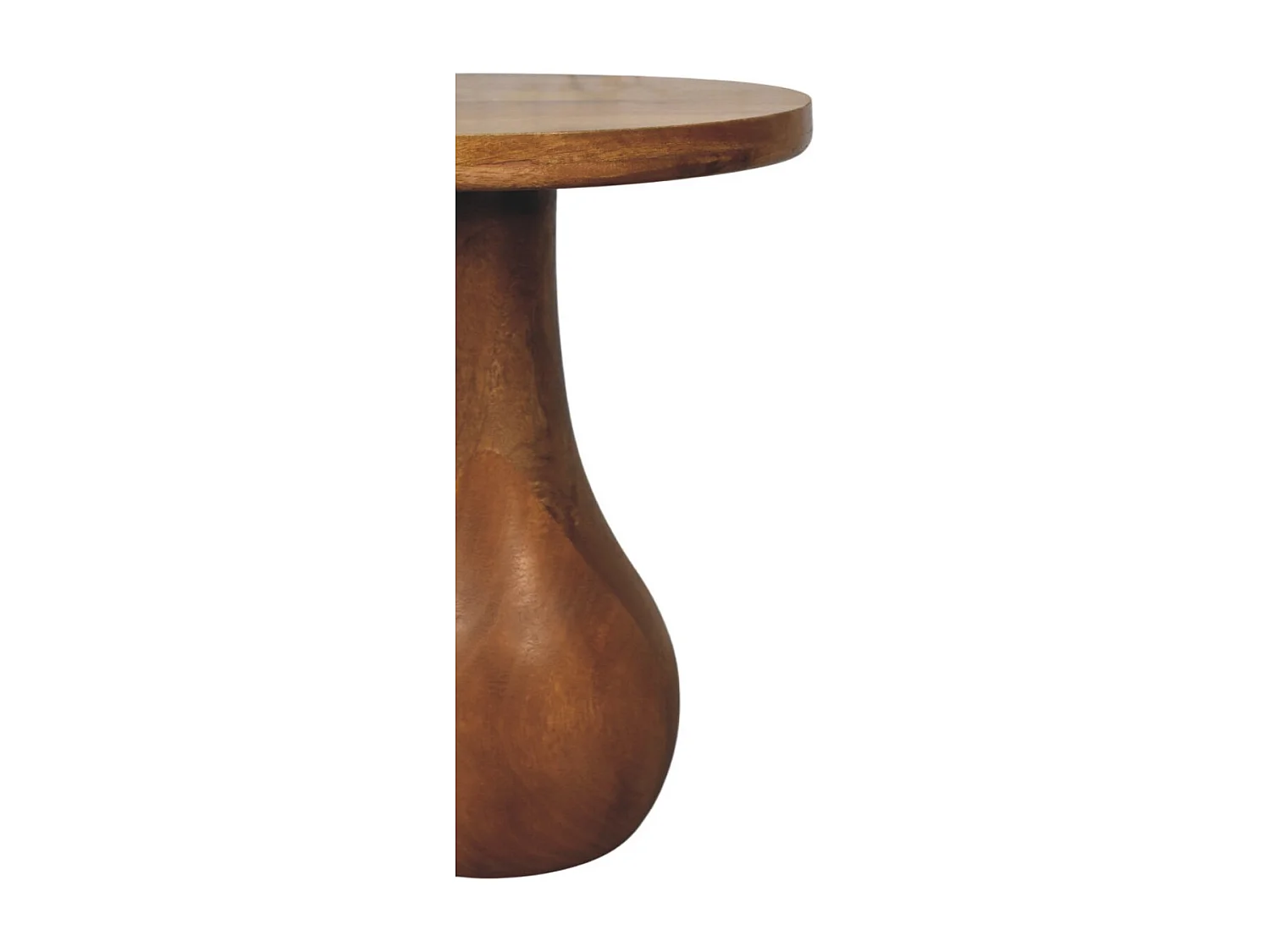 Artisan Furniture Table d’appoint Curved Base en bois massif de manguier, espace supérieur, marron