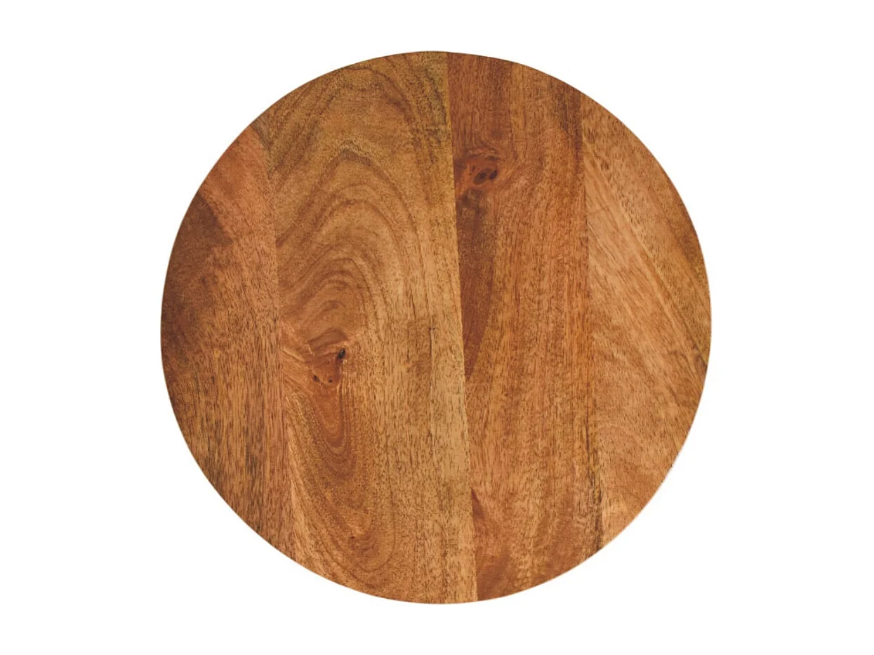 Artisan Furniture Table d’appoint Curved Base en bois massif de manguier, espace supérieur, marron