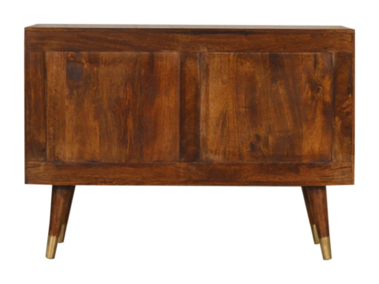Artisan Furniture Buffet Munnilun Gold, bois massif, brun chocolat et doré, 3 tiroirs et 1 placard