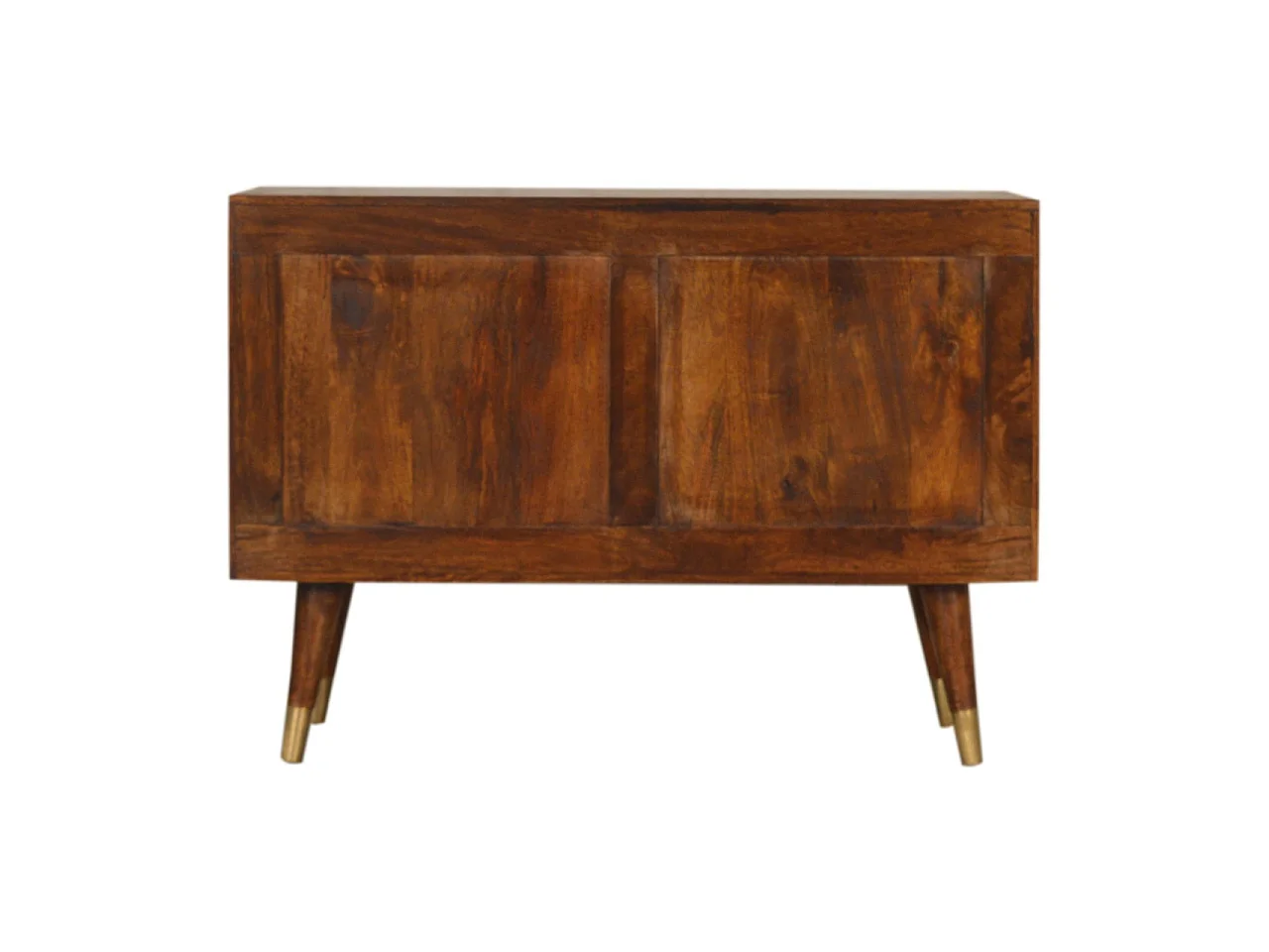 Aparador Artisan Furniture Munnilun Gold, madera maciza, marrón chocolate y dorado, 3 cajones y 1 armario.