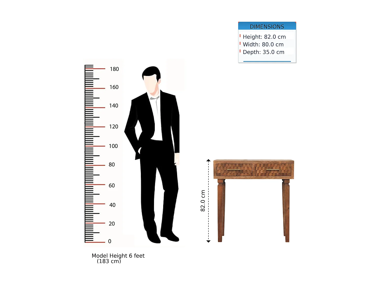 Artisan Furniture Console sculptée Cadiz à deux tiroirs
