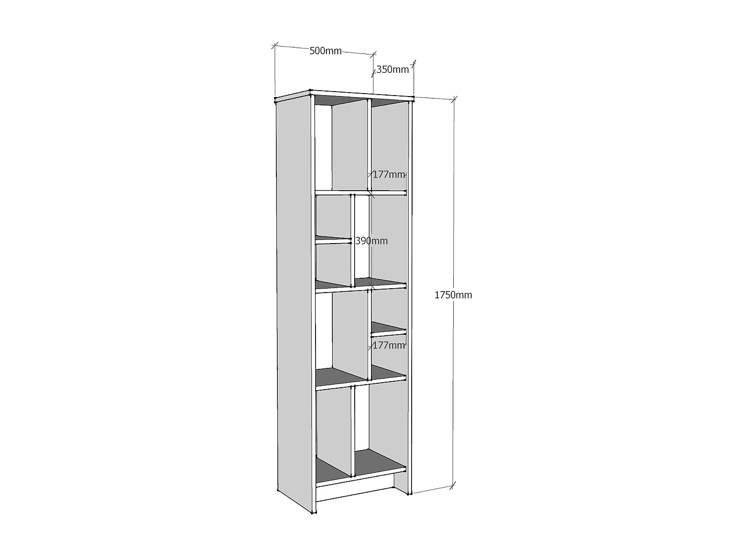 Manhattan Bibliothèque 175 cm Hauteur | Modern Étagère