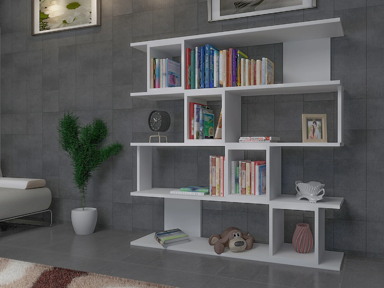 Wind Bibliothèque 4 Niveaux et Compartiments cubiques