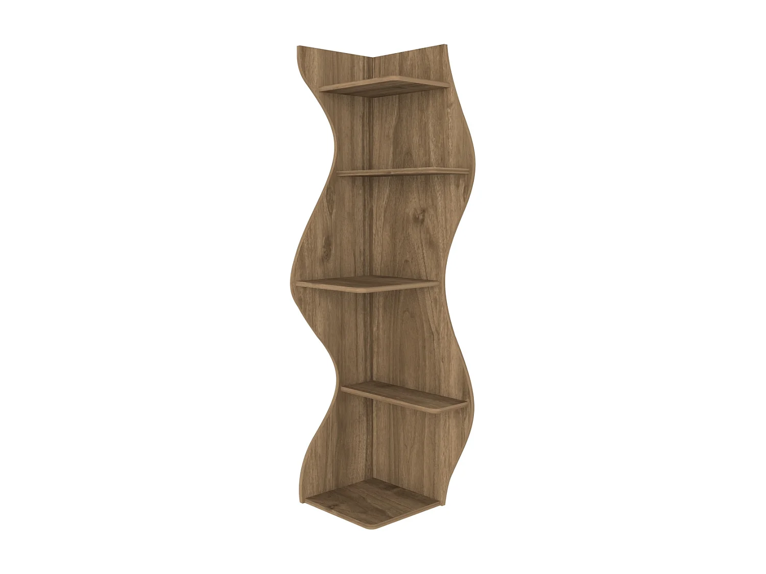 Nila Bibliothèque 180 cm 5 niveaux Design Géométrique (Noyer)