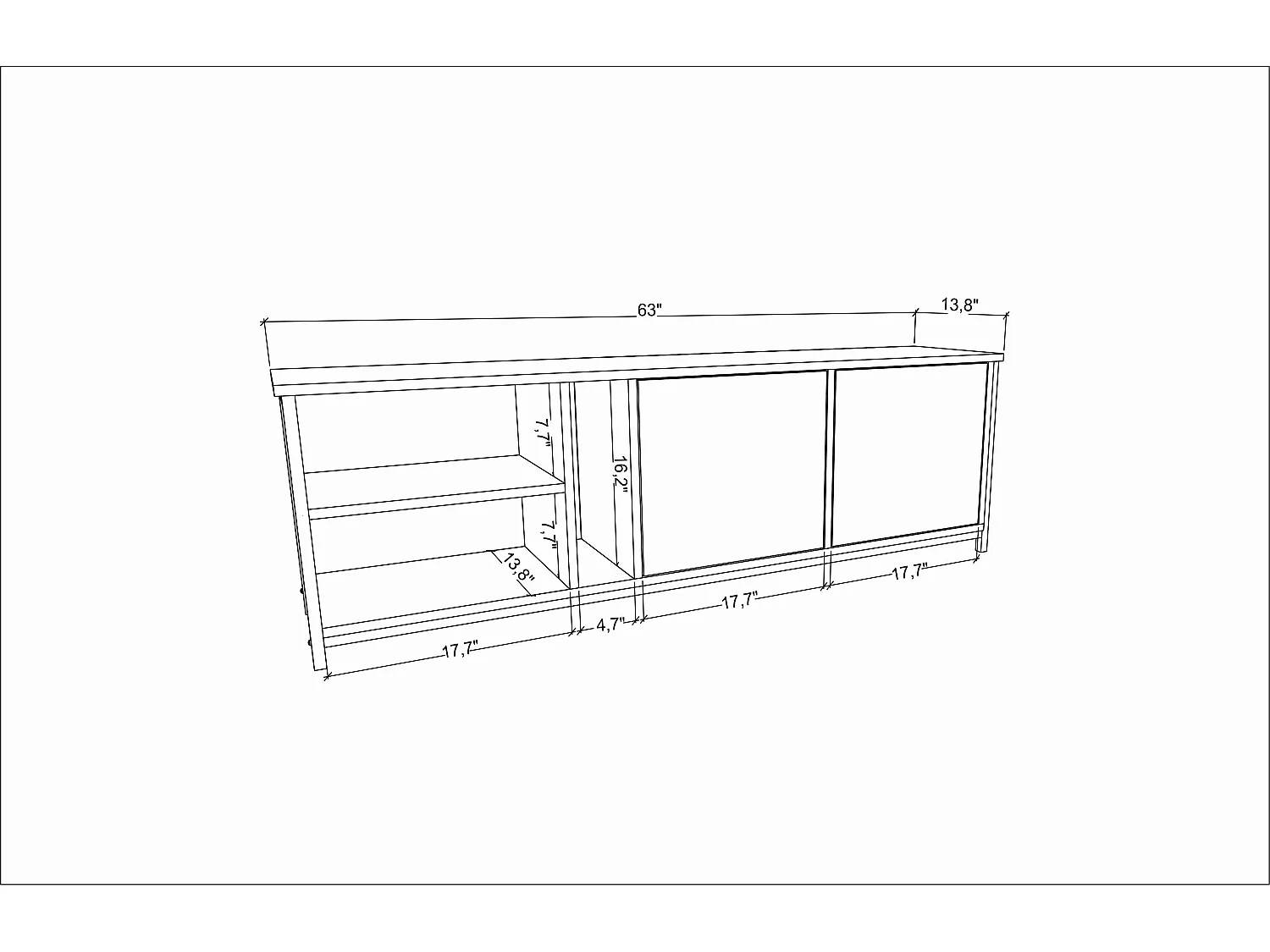 Meuble TV Primrose 160 cm avec Placards et Étagères (Doré et Chêne)